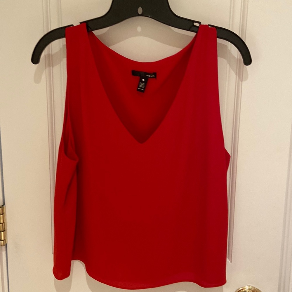 Aqua brand Red V neck tank/blouse. Like new